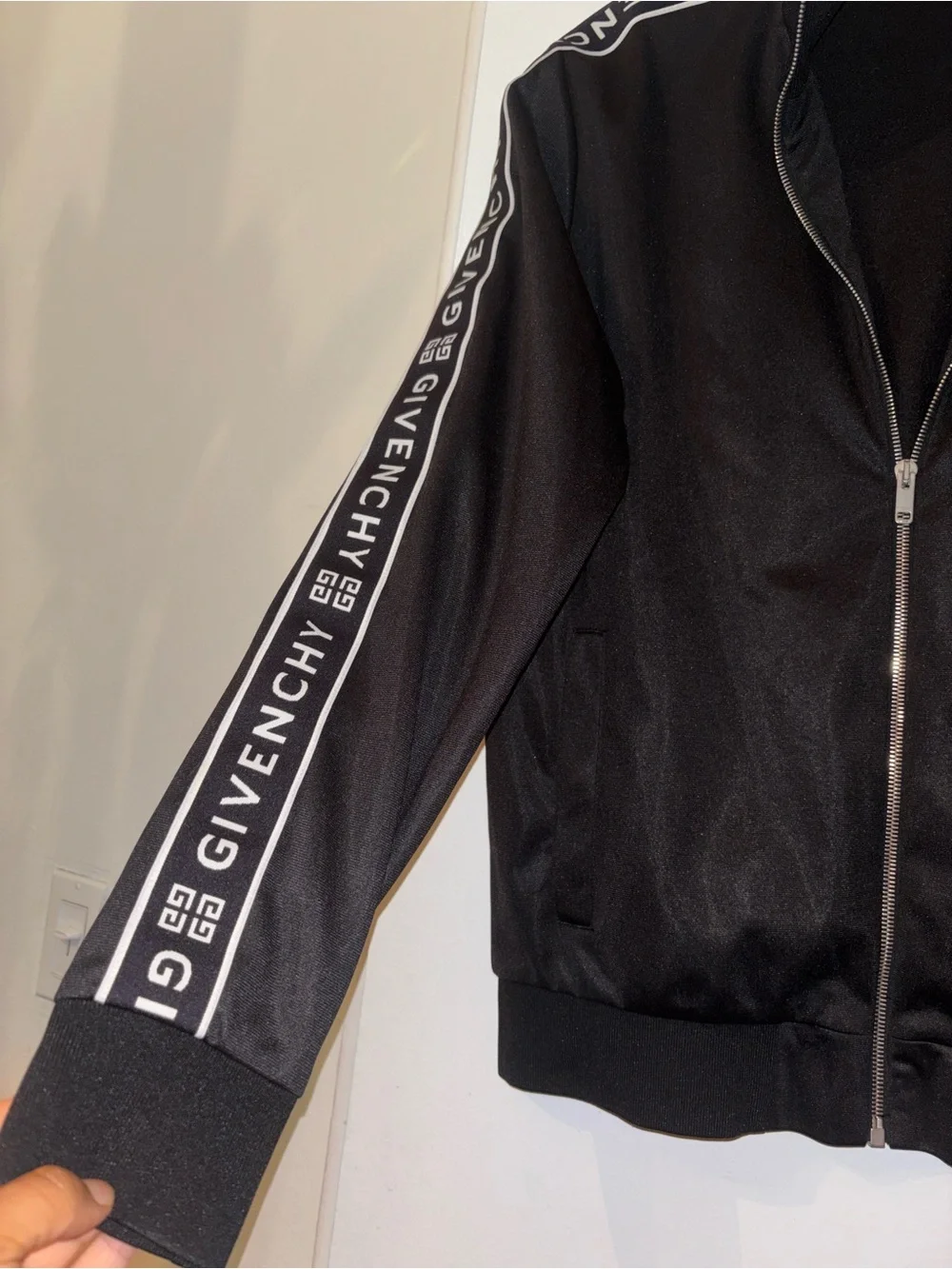 Givenchy Black Zip-Up Track Jacket with Logo Tape